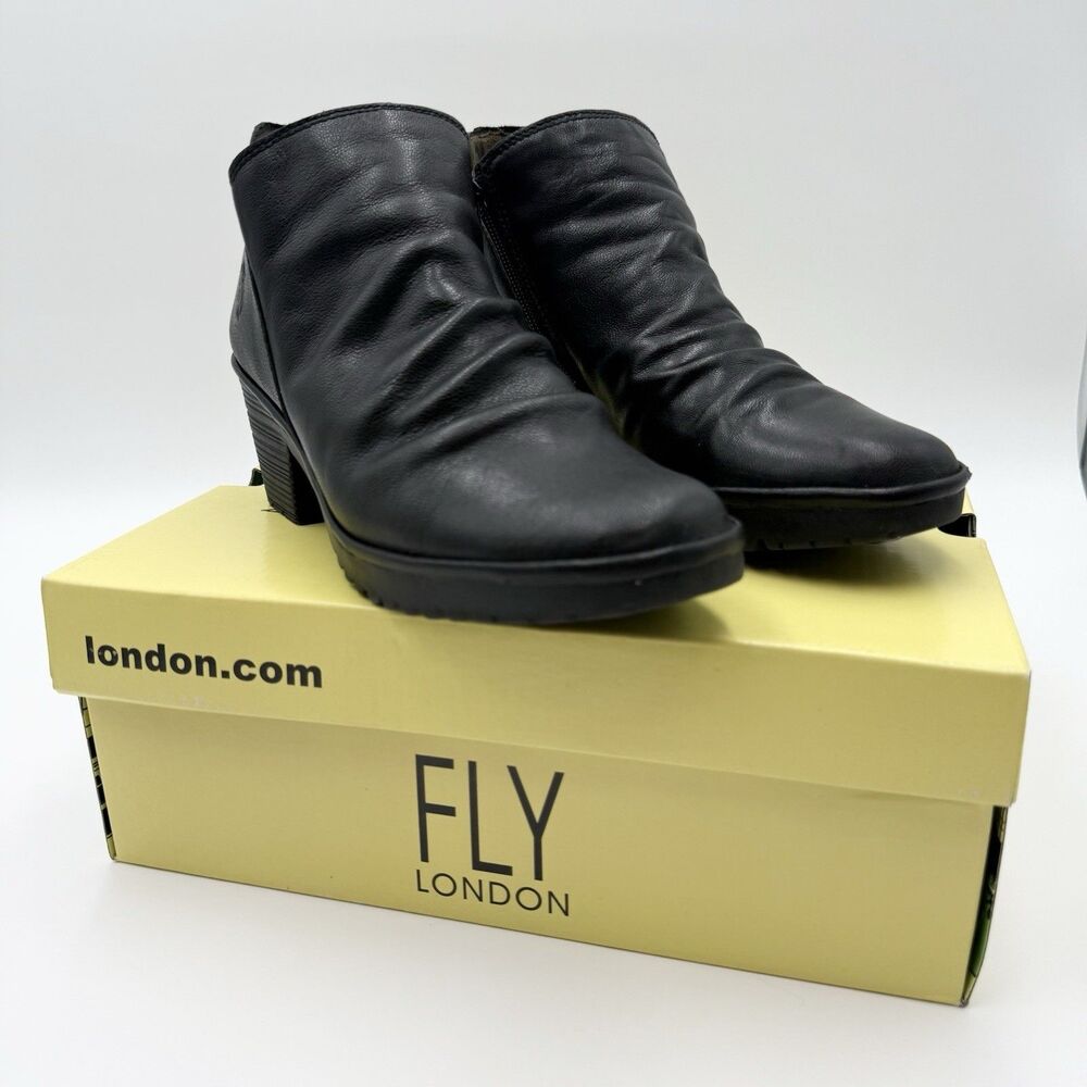 Fly London Wezo Bronze Leather Zipper Bootie Size EU 39